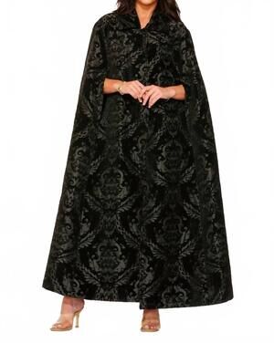 NEW ORCHID BLOOM brocade cape in black